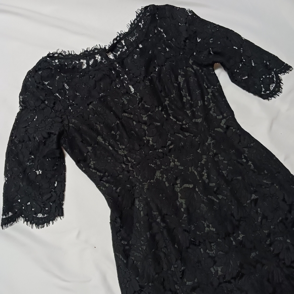 Eliza J Black Lace Fit and Flate Cocktail Dress Size 6 - Picture 2 of 6